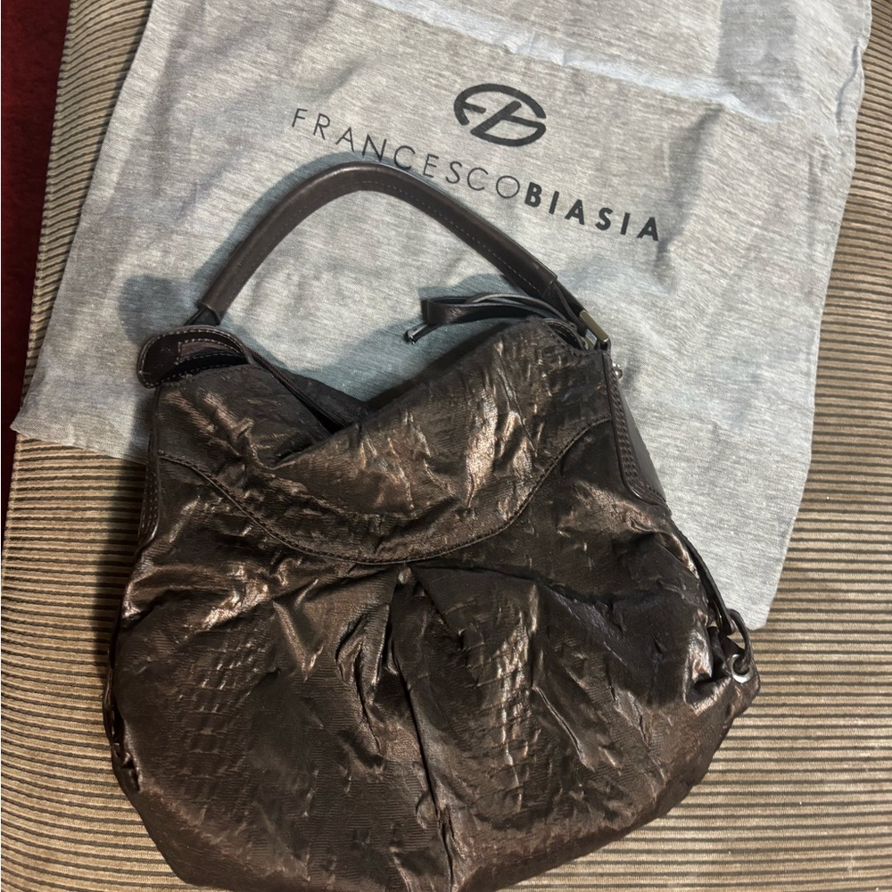 Francesco Biasia Metallic Brown Shoulder Bag